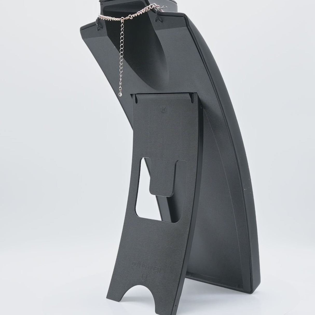Black Leatherette Foldable Necklace Display Stand, 13.5" Tall