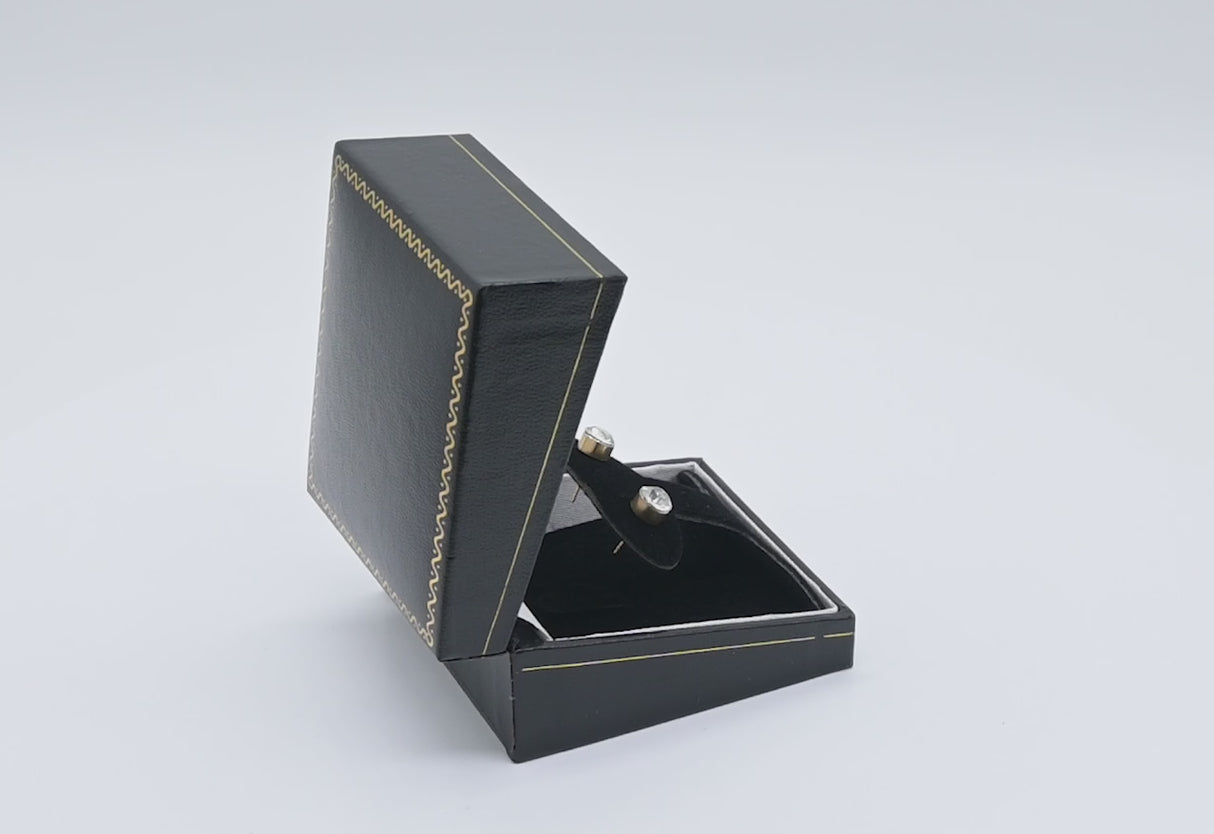 Black Leatherette T-Insert Earring Box with Gold Trim - Pack of 24