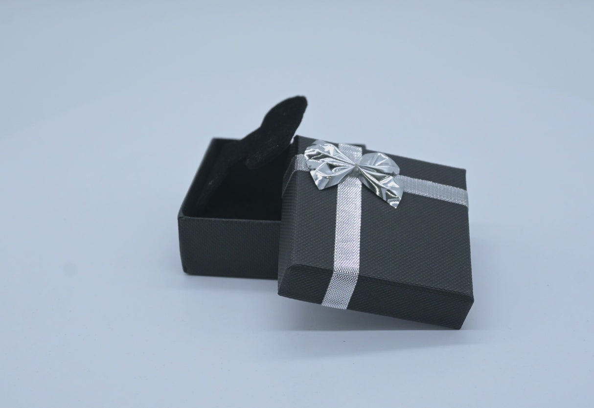 Black Paper Silver Bow-Tie Jewelry T Earring Insert Gift Boxes