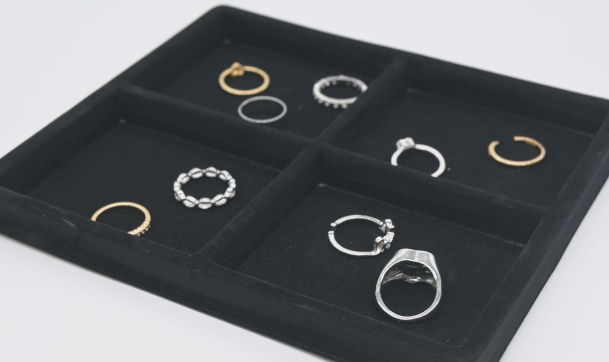 4-Compartment Black Flocked Jewelry Tray Liner - Half Size