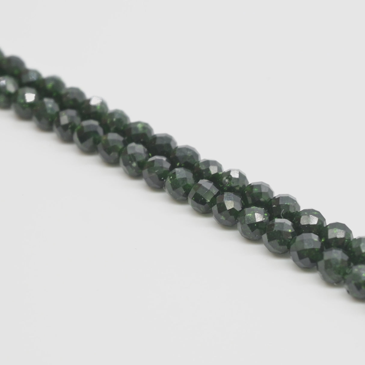 Green Goldstone Faceted Round Beads 4mm - 15" Strand
