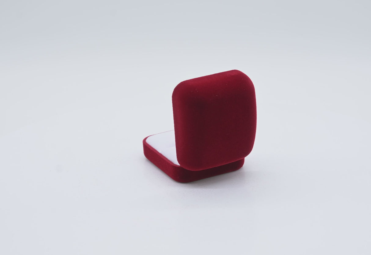 Red Flocked Velour Jewelry Ring Packaging Boxes