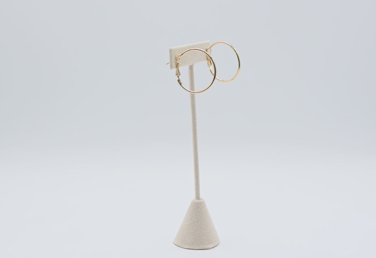 Beige Faux Suede Jewelry Earring T Stand, 5-3/4" Tall