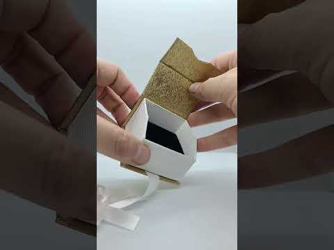Gold and White Magnetic Ribbon Jewelry Ring Boxes