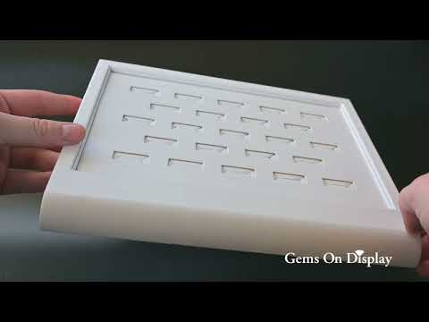 White Leatherette Jewelry Ring Display Tray, Holds 23 Rings