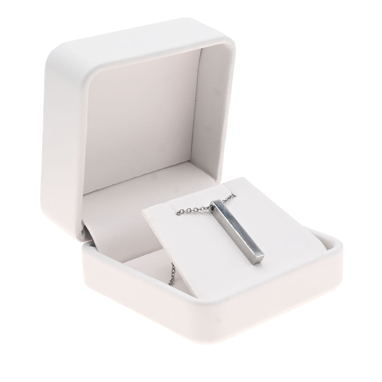 White Rounded Corner Leatherette Pendant & Earring Box – Pack of 12