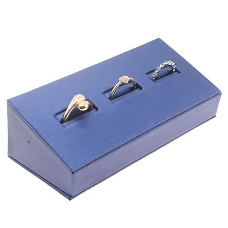 Blue Leatherette Reversible Ring Display - 3 or 5 Slots