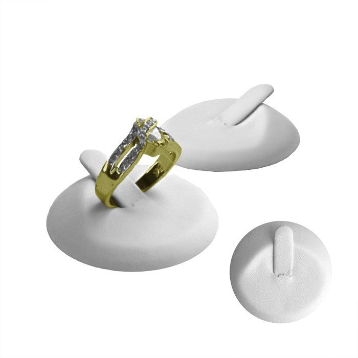 White Leatherette Single Ring Clip Jewelry Display