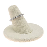 Beige Linen Single Finger Jewelry Ring Display, 1-1/4" Tall