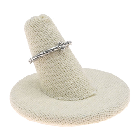 Beige Linen Single Finger Jewelry Ring Display, 1-1/4" Tall