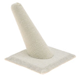 Beige Linen Square Base Single Finger Jewelry Ring Display