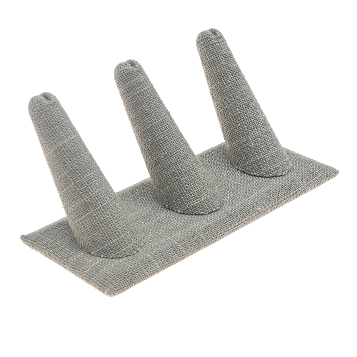 Grey Linen 3 Finger Jewelry Ring Display