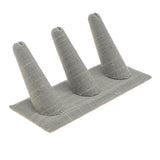 Grey Linen 3 Finger Jewelry Ring Display