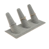 Grey Linen 3 Finger Jewelry Ring Display