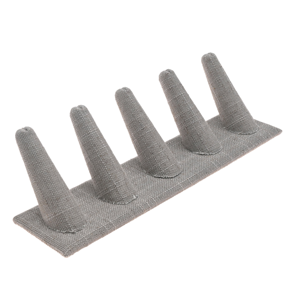 Grey Linen 5 Finger Jewelry Ring Display