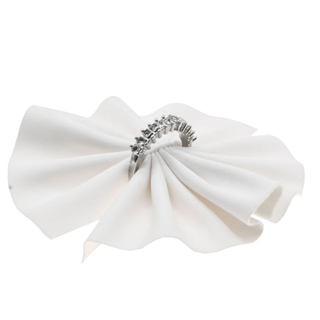 White Leatherette Flat Ring Flower Display - Holds 1 Ring