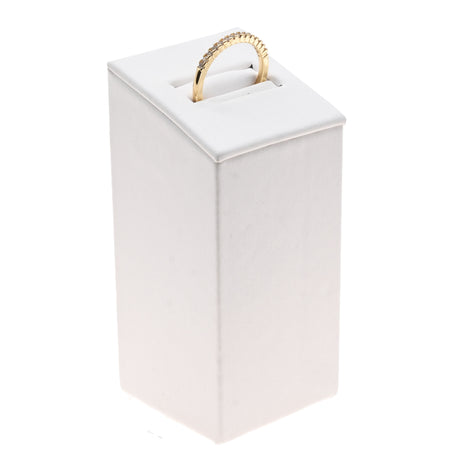 White Leatherette Jewelry Ring Stand, 3 1/4" Tall