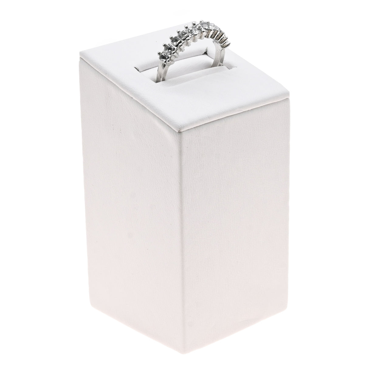 White Leatherette Jewelry Ring Stand, 2 7/8" Tall