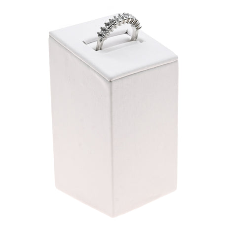 White Leatherette Jewelry Ring Stand, 2 7/8" Tall