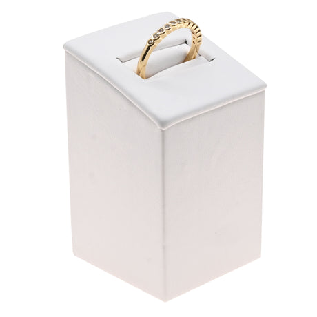 White Leatherette Jewelry Ring Stand, 2-1/2" Tall