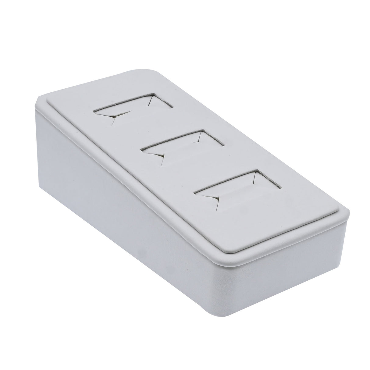 White Leatherette 3 Slot Jewelry Ring Display