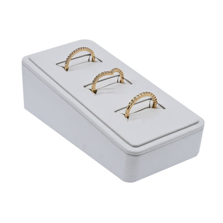 White Leatherette 3 Slot Jewelry Ring Display