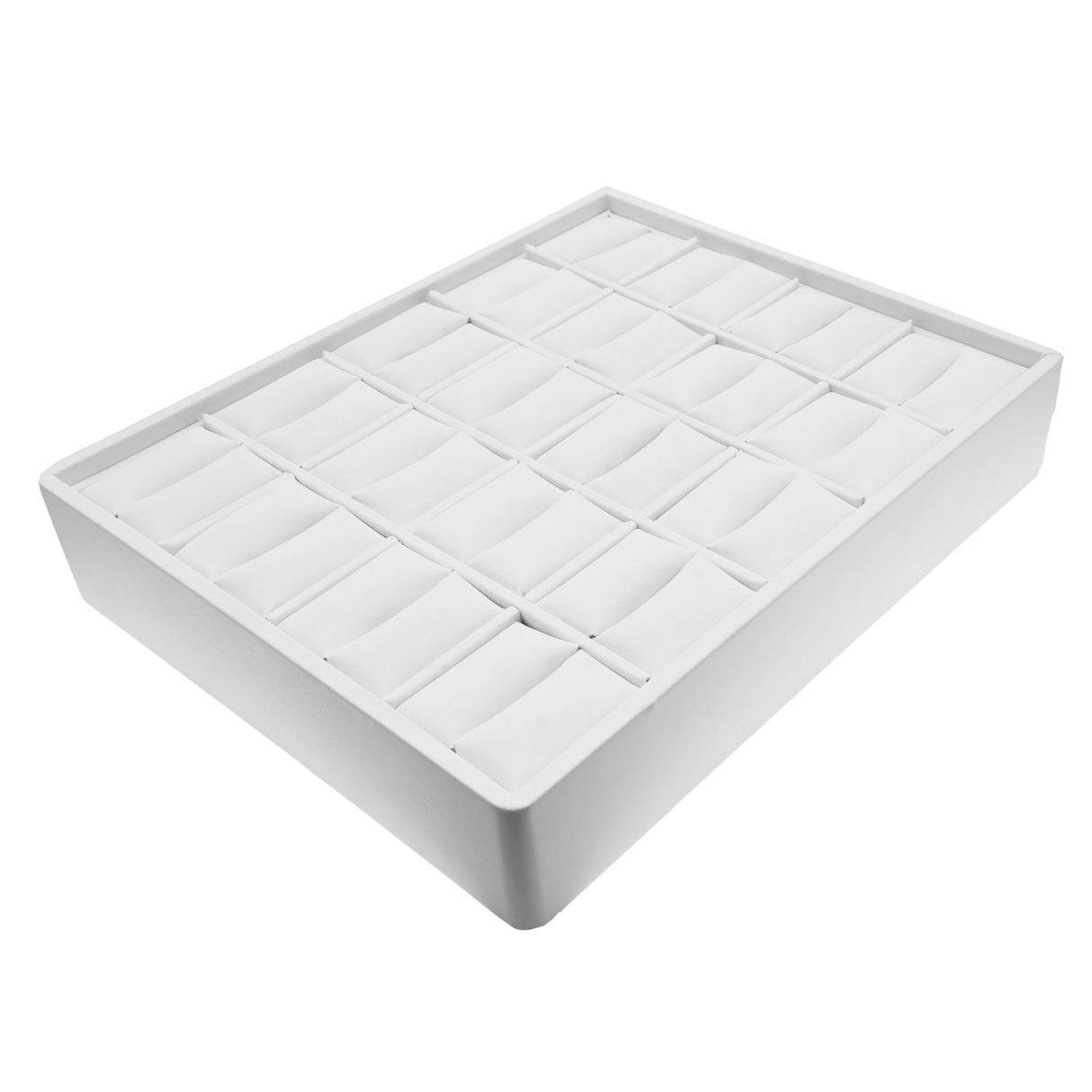 White Leatherette Jewelry Ring Display Tray, Holds 20 Rings