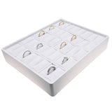 White Leatherette Jewelry Ring Display Tray, Holds 20 Rings
