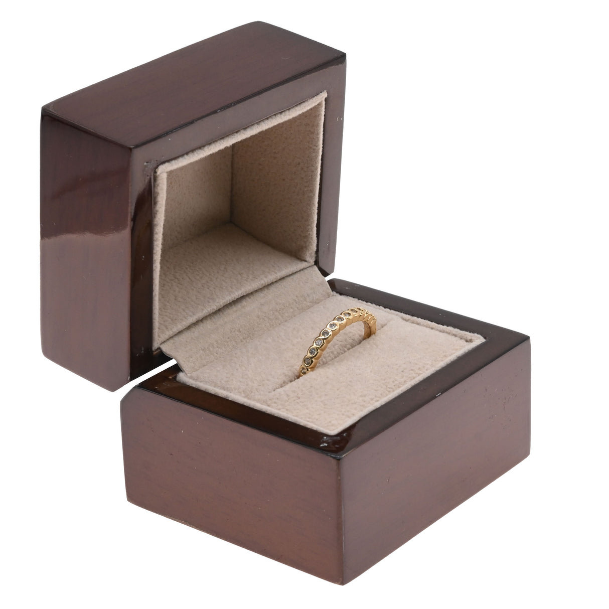 Premium Brown Wooden Veneer Ring Box