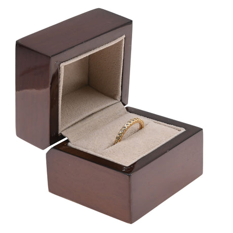 Premium Brown Wooden Veneer Ring Box