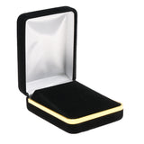 Black Velvet Pendant Boxes with Gold Trim - Pack of 12
