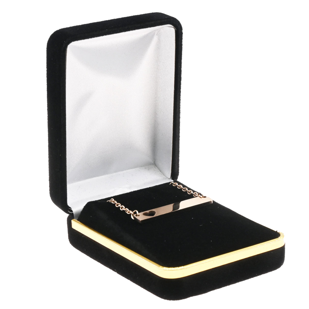 Black Velvet Pendant Boxes with Gold Trim - Pack of 12