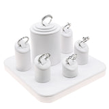 White Leatherette Jewelry Ring Display Stand, Holds 6 Rings