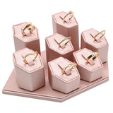 Champagne Pink Leatherette 7 Ring Clip Mini Display Set