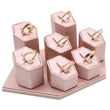 Champagne Pink Leatherette 7 Ring Clip Mini Display Set