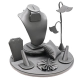 9-Piece Steel Grey Leatherette Jewelry Display Set
