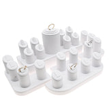White Leatherette Ring Display Set - Holds 23 Rings