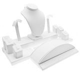 White Leatherette Jewelry Showcase Display Set – 10 Piece
