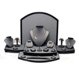 22-Piece Steel Grey & Black Leatherette Jewelry Showcase Display Set