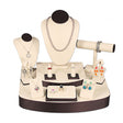 12-Piece Beige & Brown Steel Leatherette Jewelry Display Set 