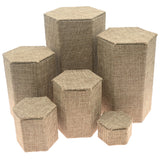 6-Piece Brown Burlap Display Shelf Riser Set