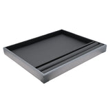 Black Leatherette Flat Tray with Section for Rings - Steel Grey Trim