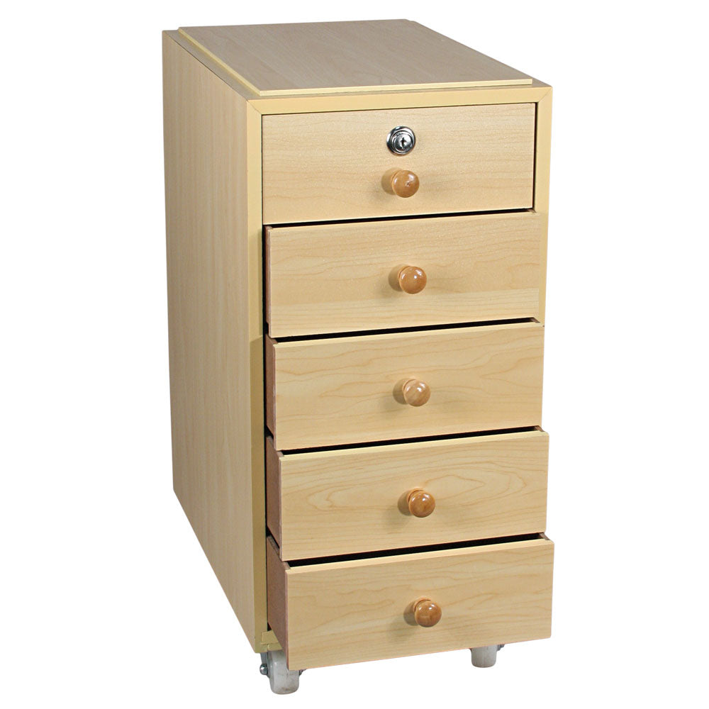 Natural Wood 5 Drawer Jewelry Storage Organizer With Key Lock