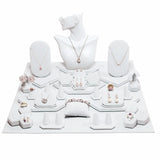34-Piece White Faux Leather Jewelry Showroom Display Set