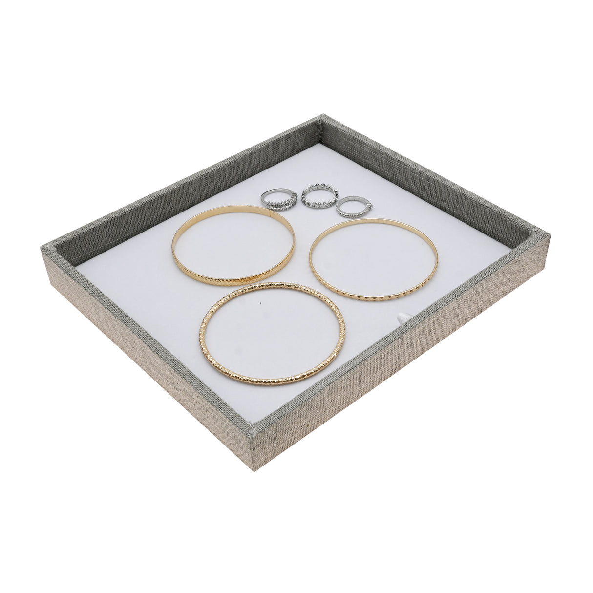 Grey Linen Jewelry Tray-Half Size-1"