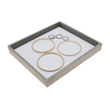 Grey Linen Jewelry Tray-Half Size-1"