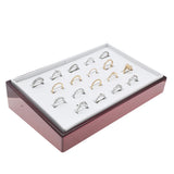Red Rosewood & White Leatherette 18-Slot Ring Display Tray