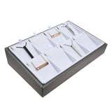 Steel Grey & White Leatherette 8-Compartment Earring & Pendant Display Tray