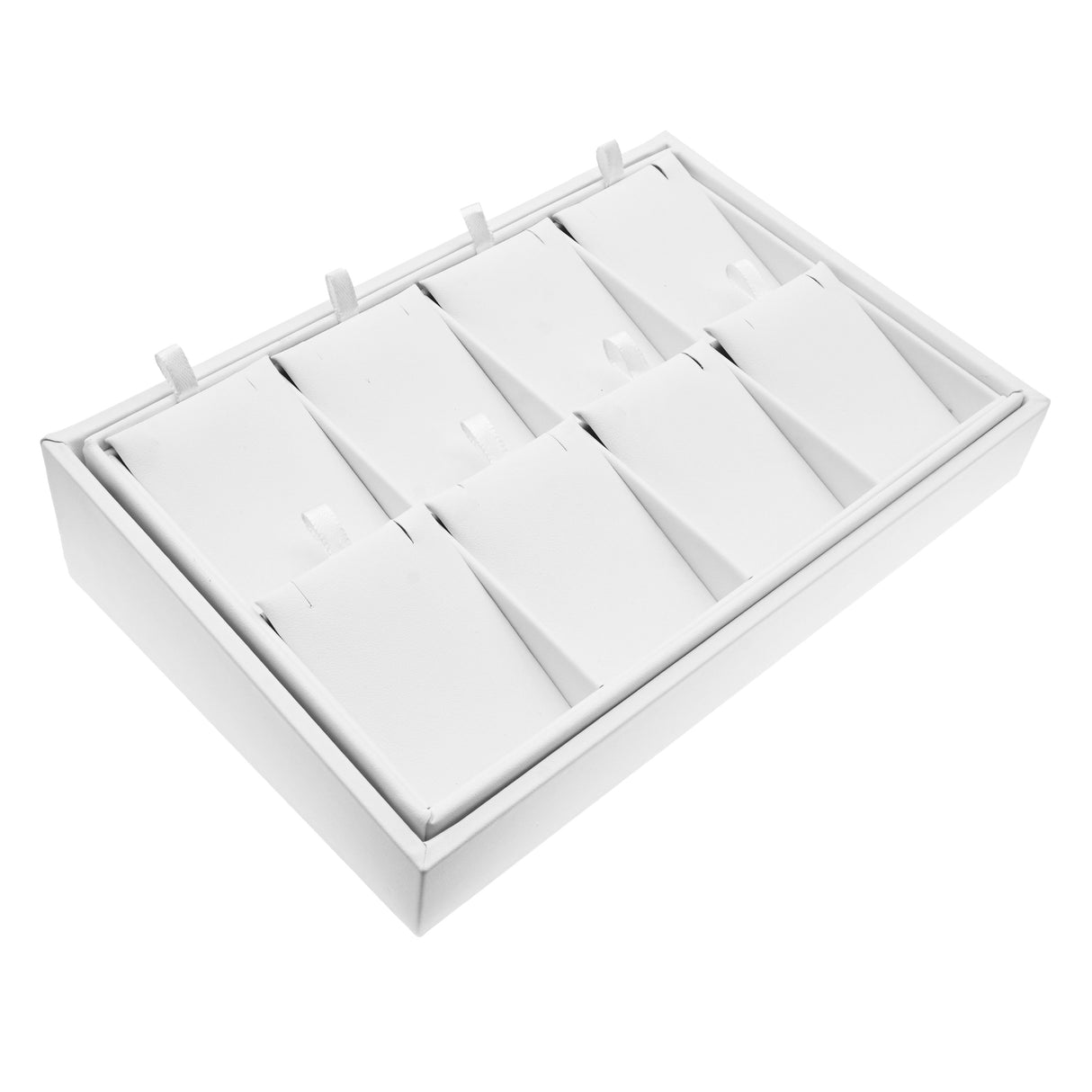 White Leatherette Pendant Display Tray – 8 Compartments