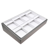 Steel Grey & White Leatherette 8 Compartment Earring Display Tray